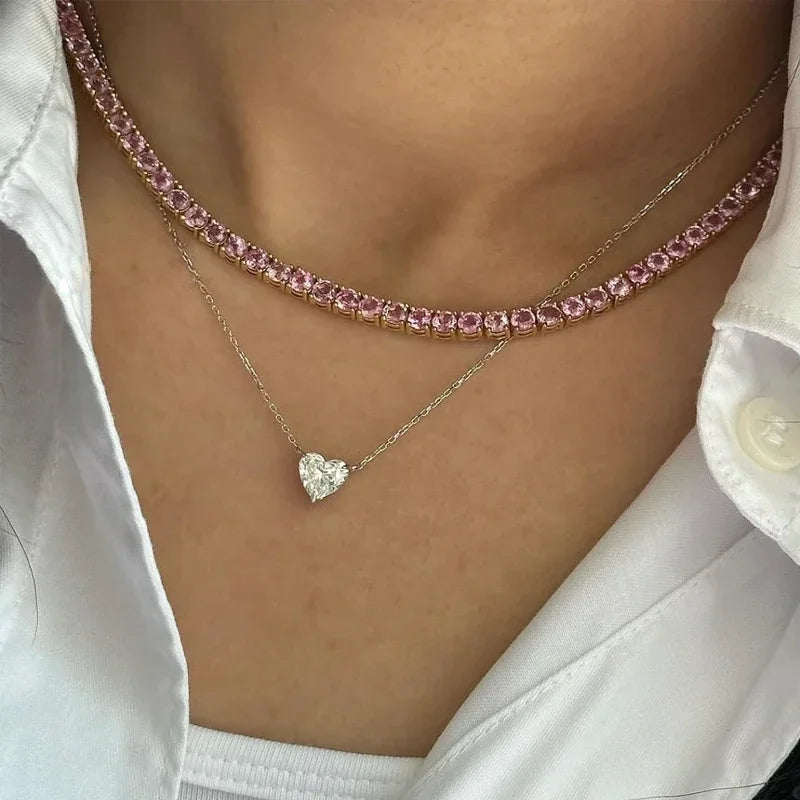 1/2/3ct Heart Cut Moissanite Pendant Necklace S925 Pure Silver Plated 18K Gold Women Necklace jewelry Gift GRA Certified