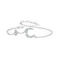 925 Sterling Silver Moon Bracelet, White Gold Plated Personalized Moonlight Dainty Link Chain Bracelet for Women BSB174