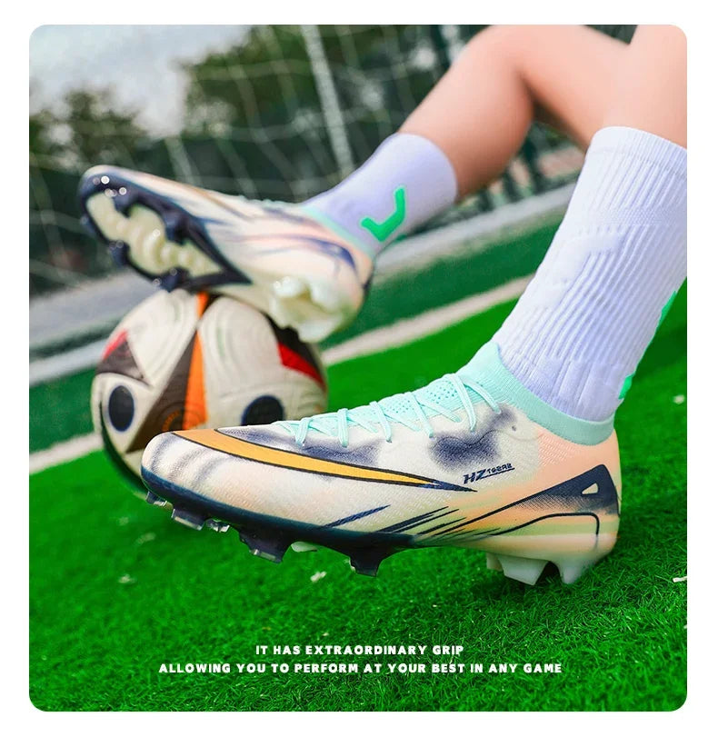 New Men Football Boots Ultralight Soccer Shoes Cleats Long Spikes Match Breathable Indoor Sneakers Training Drop Shipping