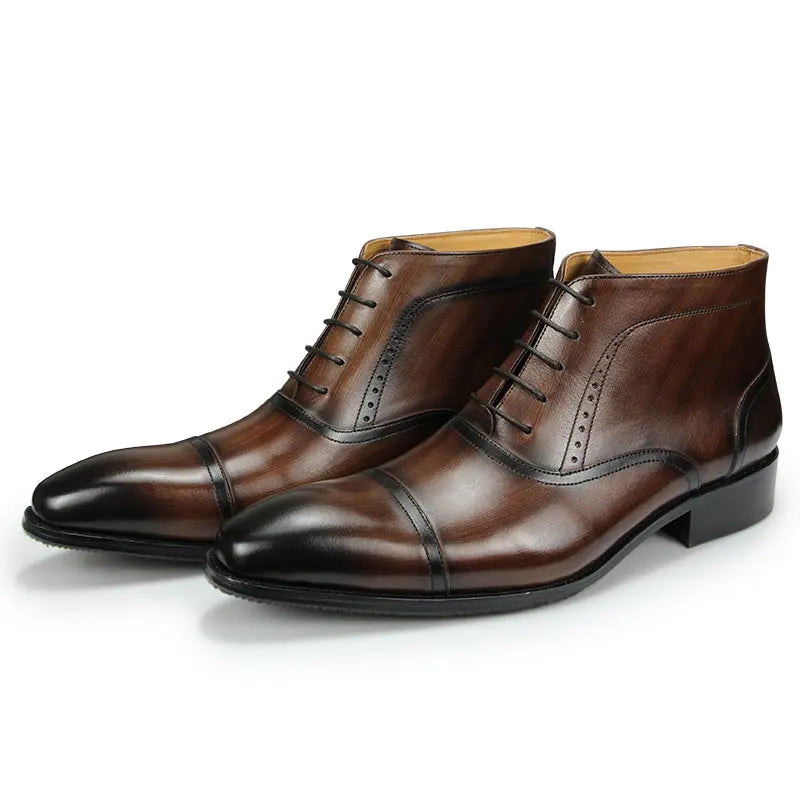 Luxury Men Genuine Leather Ankle Boots Fashion Casual Zapatos De Hombre Suit Work Safety Pointed Toe Cool Trendy Boot Customized