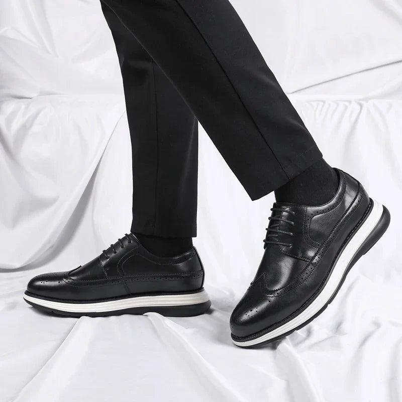 High End British Style Office Business Dress Shoes Men's Casual Leather Thick Soled Simple Walking Shoes Fashion Oxford Shoes