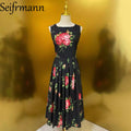 2026 Spring Women's New Fashion Round Neck Sleeveless Cotton Printed Tie a belt Waist cinching Dress