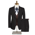 Men's Classic Formal Pinstripe Tuxedos Suits 3 Pieces Slim Fit Blazer Peak Lapel Two Button Groomsmen Wedding Dress Business
