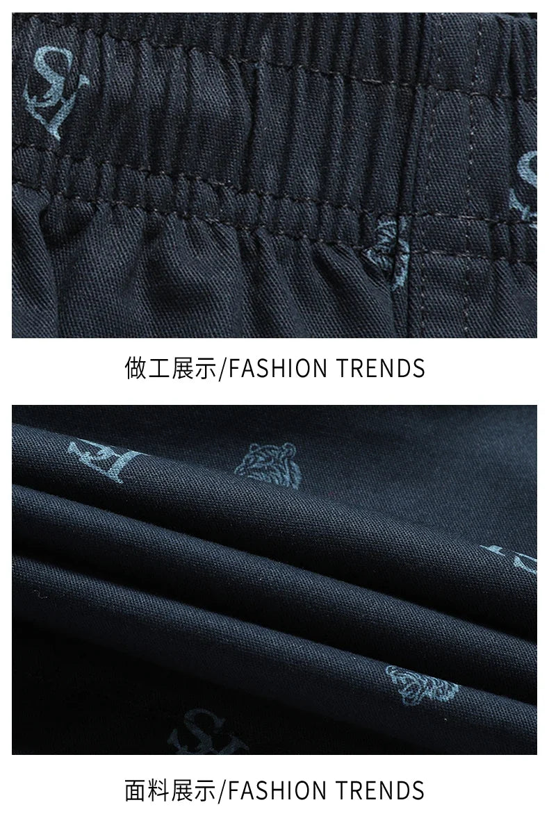 Men's Cotton Print Shorts Streetwear Casual Cotton Workwear Summer Breathable Fitness Knee Shorts Sports Shorts Sweatwear 6XL