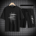 2025 Summer Outdoor Sports Suit Men's Short-sleeved Shorts Casual Fashion Two-piece Set Breathable Quick-drying Fitness Clothes