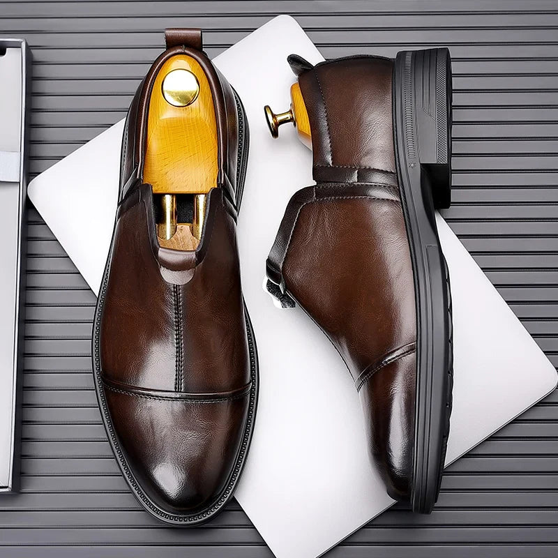 Men's Fashion Trends Leather Loafers Shoes Men's Formal Party Business Negotiation Social Office Shoes Comfort Round Toe Shoes