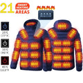 Heated Jacket Men Women Cold-Proof Winter Self Heated Jacket Skiing USB Heated Clothing 2-21 Areas S-6XL Washed Hiking Coats