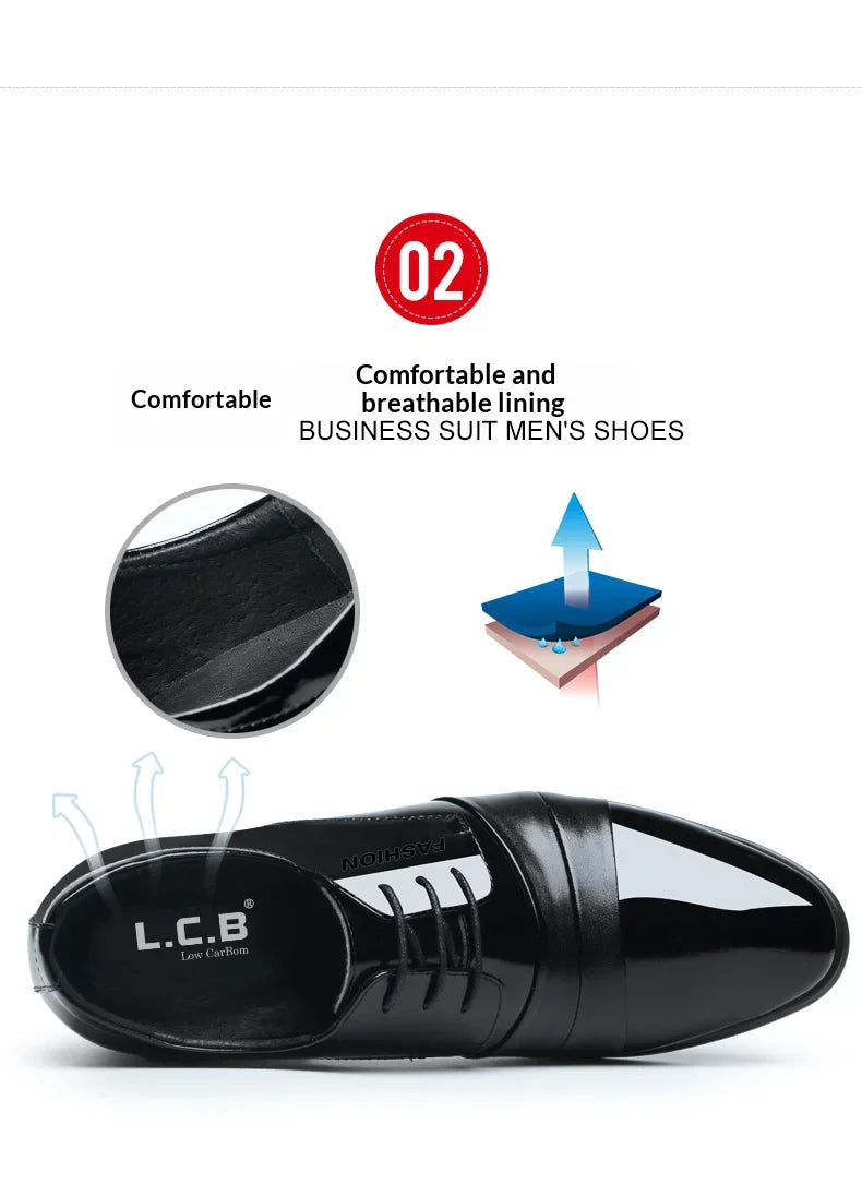 6cm/8cm Height Increasing Mens Formal Dress Shoes Cow Leather Elevator Shoes Business Office Oxfords Wedding Party Social Shoes