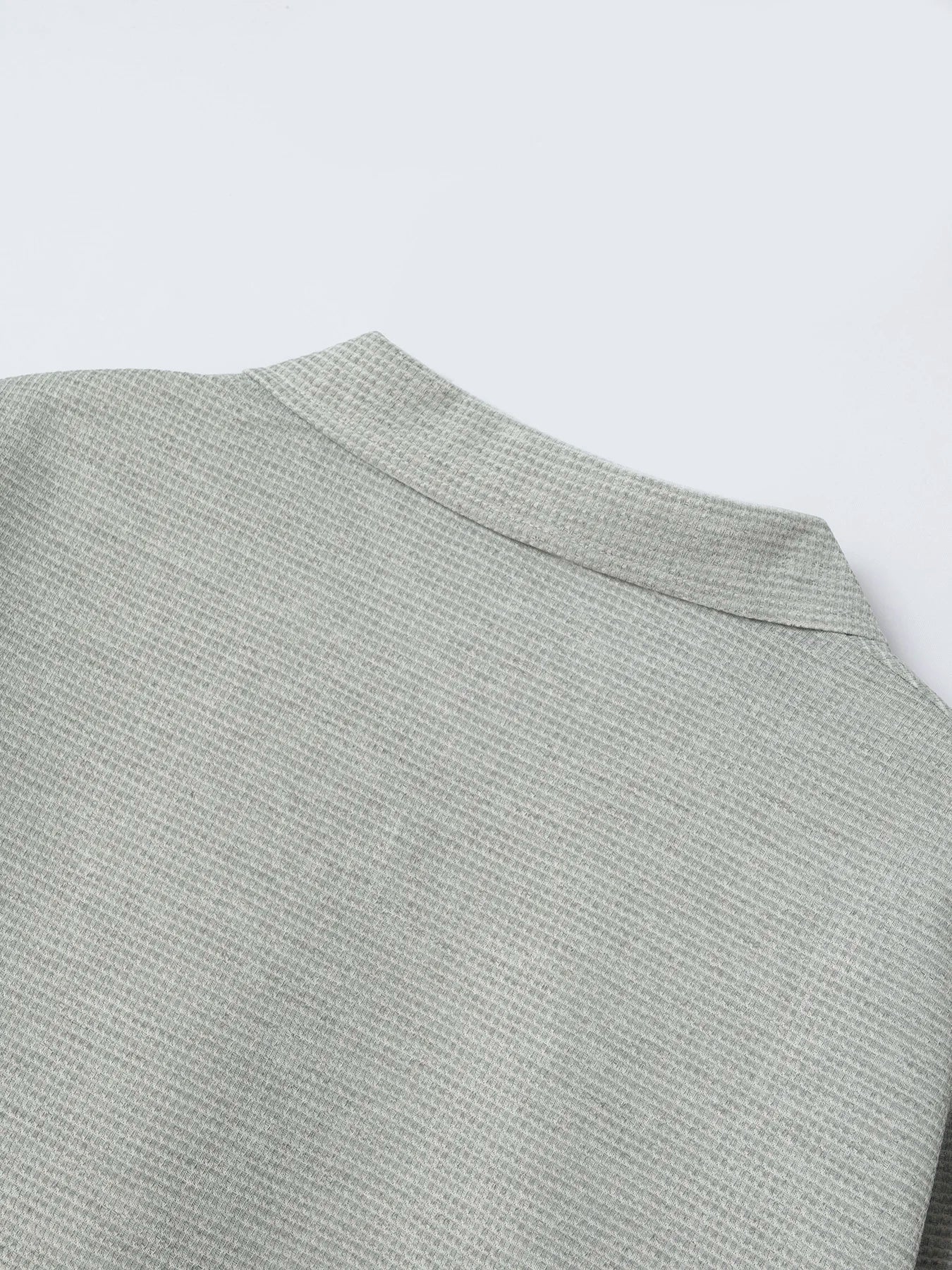 Men's Slim-fit Cardigan Solid-color Lapel Waffle Texture Zipper Pocket Casual Spring/Autumn 2025 Fashion