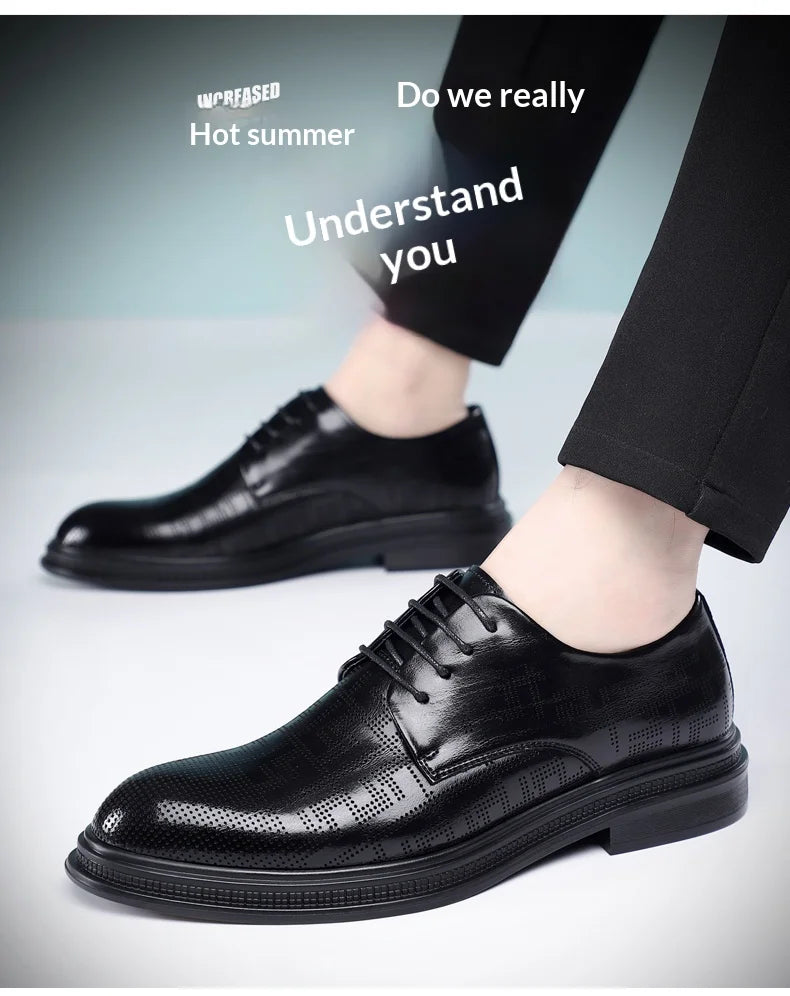 summer Men Elevator Shoes Dress Shoes Formal Leather Quality Busincess Lift 6CM 8CM Height Increased Man Elegance Wedding Shoes