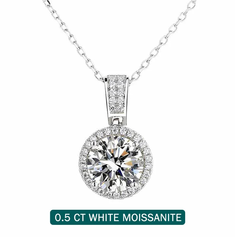 925 Sterling Silver Necklace For Women Real Moissanite Diamonds Pendant With GRA Certificate Neck Chain Fine Jewelry