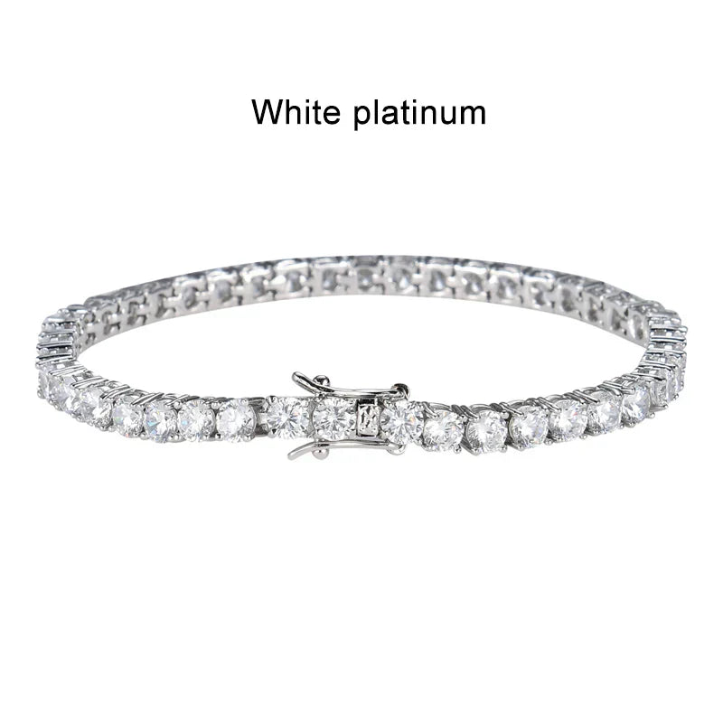 2mm Moissanite Tennis Bracelet 925 Sterling Silver Plated White Gold Bracelet for Women Man Sparkling Party Jewelry