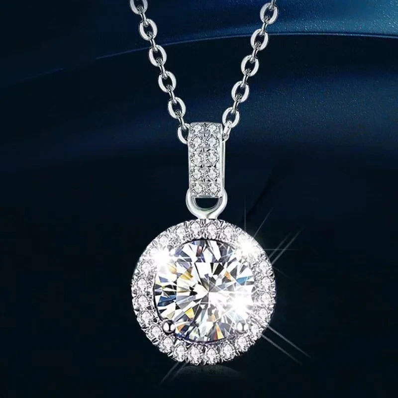 925 Sterling Silver Necklace For Women Real Moissanite Diamonds Pendant With GRA Certificate Neck Chain Fine Jewelry