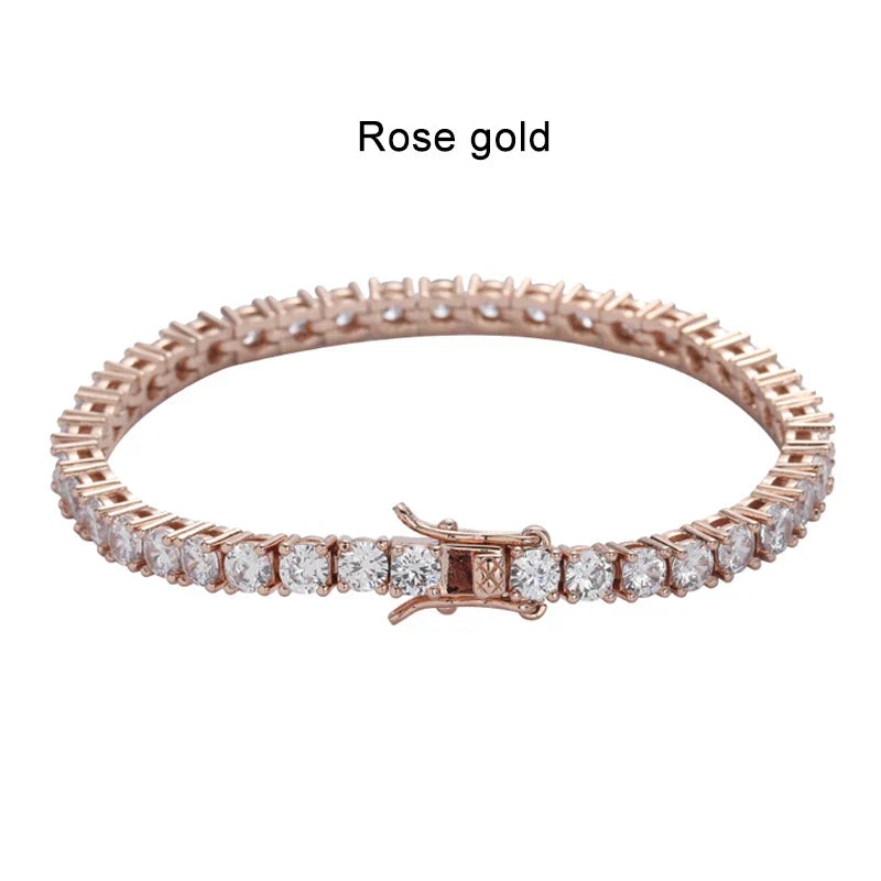 2mm Moissanite Tennis Bracelet 925 Sterling Silver Plated White Gold Bracelet for Women Man Sparkling Party Jewelry